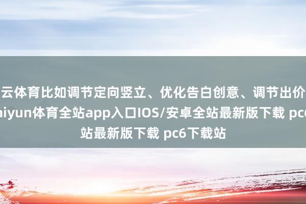 开云体育比如调节定向竖立、优化告白创意、调节出价政策等-kaiyun体育全站app入口IOS/安卓全站最新版下载 pc6下载站